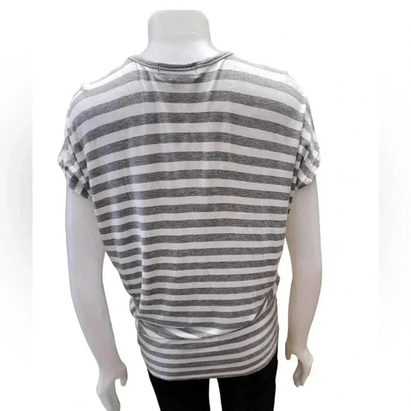 Michael Kors Grey & White Striped Tee Shirt Size Small - Picture 2 of 8